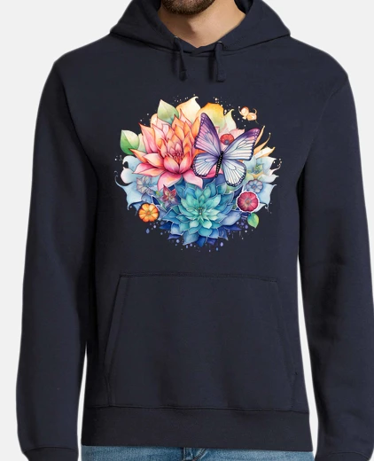 Hoodie butterfly flower lotus colorful