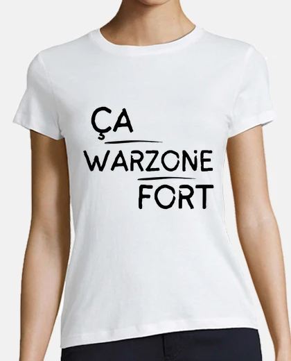 Tee-shirt Ça Warzone fort motif noir Tee shirt femme classique