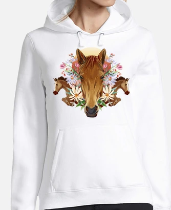 Sudadera caballos flores acianos pasion laTostadora
