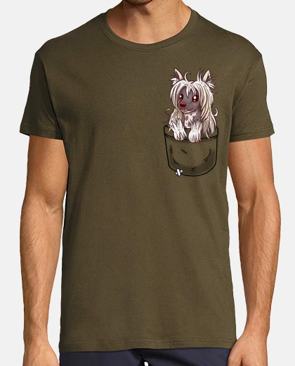 Camiseta cachorro crestado chino de bolsillo - camisa de hombre