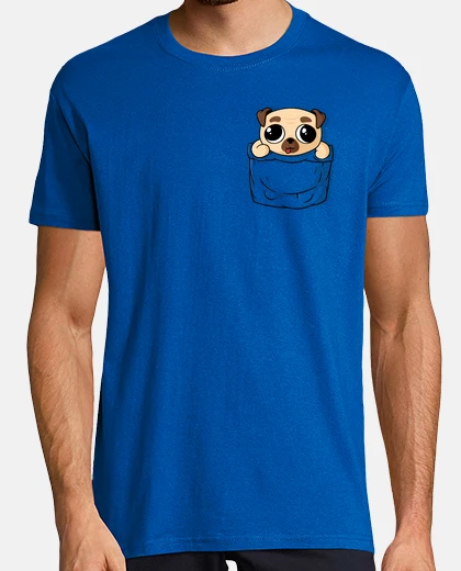 Camiseta cachorro pug bolsillo