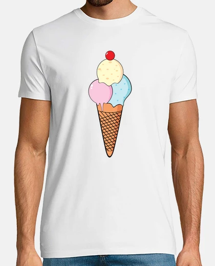 Tee-shirt cadeau de bonbons d&#39;été à trois boules de cornet de crème glacée