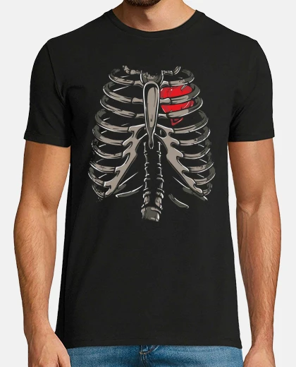 Tee-shirt cadeau de costume d&#39;halloween gothique squelette cage thoracique
