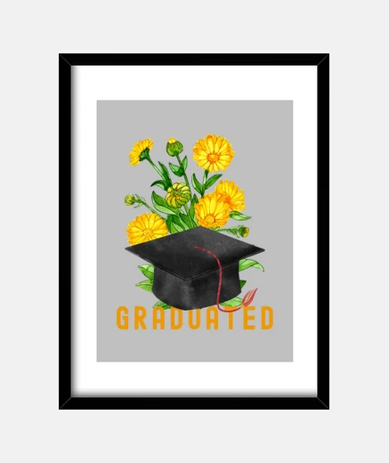 Cadre cadeau de graduation aquarelle avec été