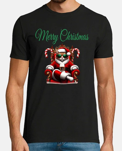 Tee-shirt cadeau de noël chat avec des lunettes p