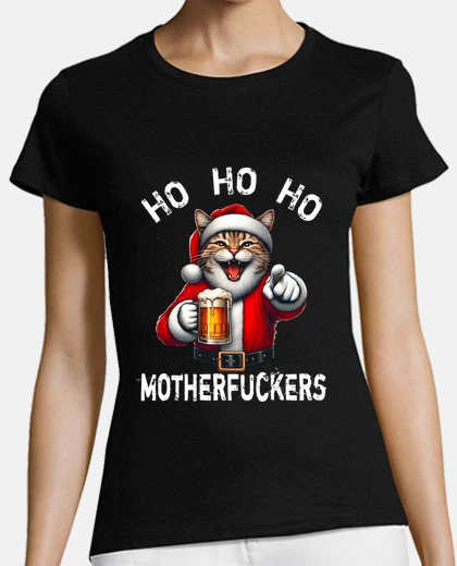 Tee-shirt cadeau de Noël chat drôle père noel