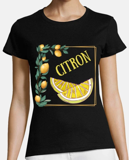 Tee-shirt cadre citron jaune ete