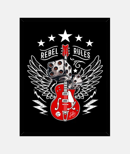 Cadre cadre de guitare rockabilly vintage rock and roll rockers dés ailes rebelles règles