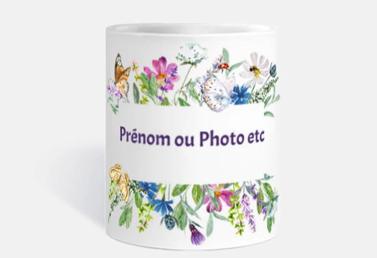 Mug cadre photo ou citation ou prenom tasse café thé croissants tisane infusion lait 