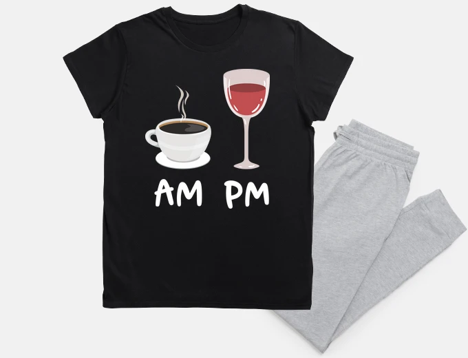 Pyjama café matin vin après midi caféine matin alcool nuit