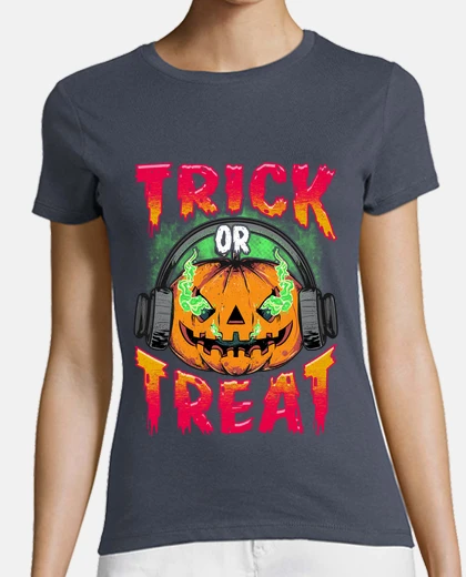 Camiseta Calabaza Truco Trato Auriculares Música Rave Techno Halloween