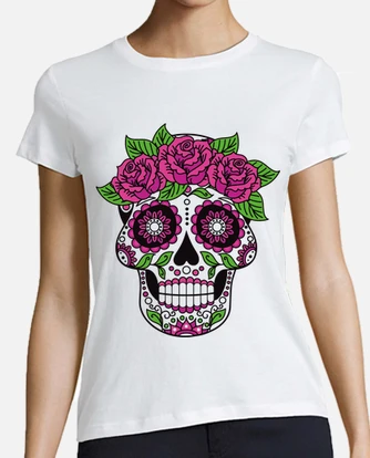 Playera calavera catrina flores color laTostadora Mexico