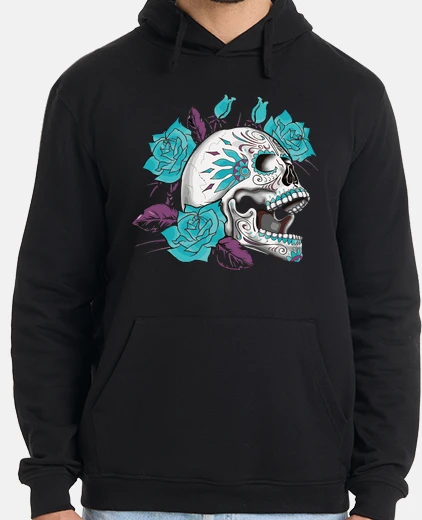 Sudadera Calavera Catrina Rosas Azules 1