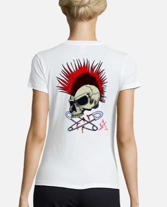 Camiseta calavera punk mujer manga corta. laTostadora