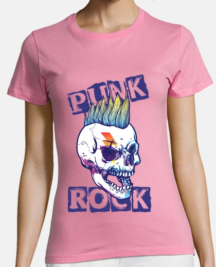 Camiseta Calavera Punk Rock Cresta Mohicano Multicolor Música Y Anarquía