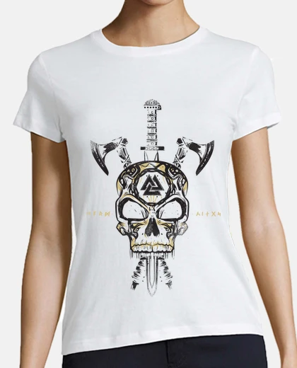 Playera Calavera Vikingo y Armas