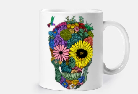 Calavera de flores a color