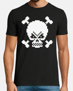 calavera y tibias cruzadas pixel blanco