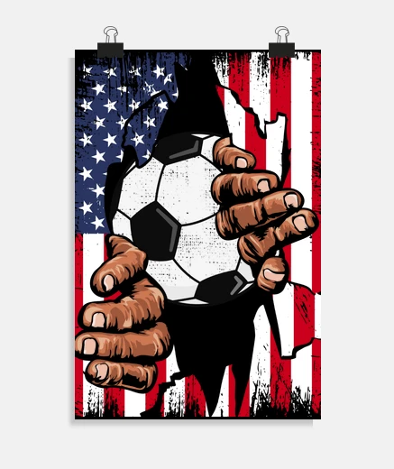 Poster Calcio Calciatore Bandiera Americana
