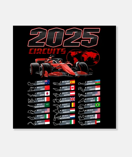 Wall calendar dates f1 circuits 2025 gift racing cars