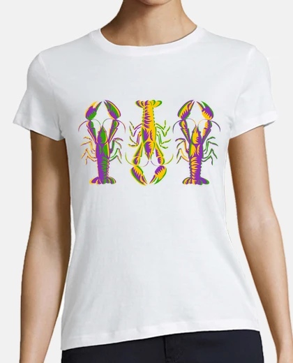 Camiseta camarón artista morado y amarillo
