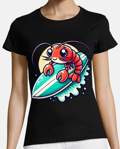 Camiseta Camarón surfista kawaii verano