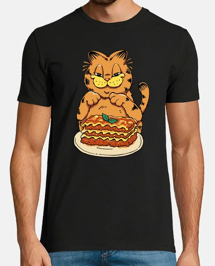 T-shirt camicia gatto lasagne uomo