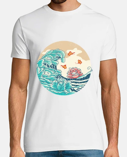T-shirt camicia onda floreale mens bianco