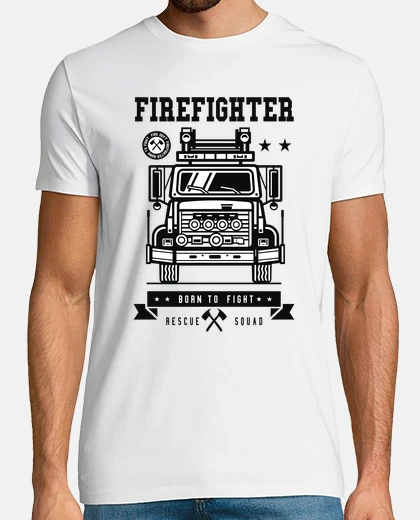 Tee-shirt camion pompier style rétro pompier né pour combattre