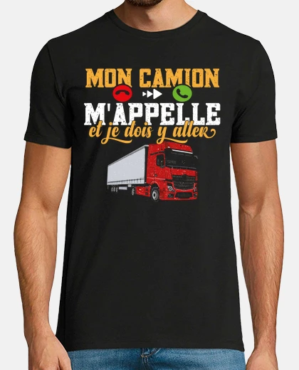 T-shirt camionista su strada automezzo pesante