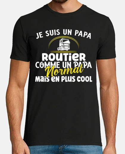T-shirt camionista su strada automezzo pesante
