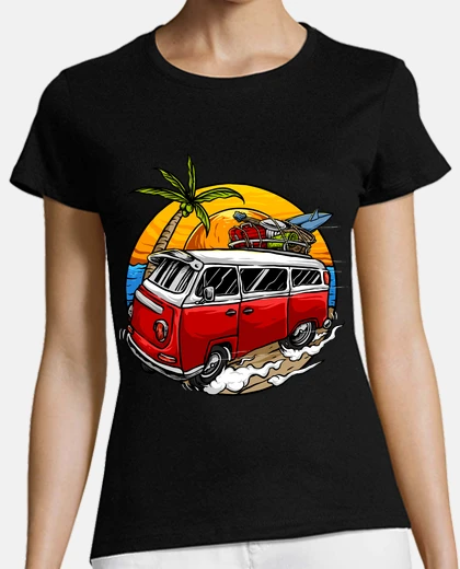 Tee-shirt camionnettes de plage vintage surf van