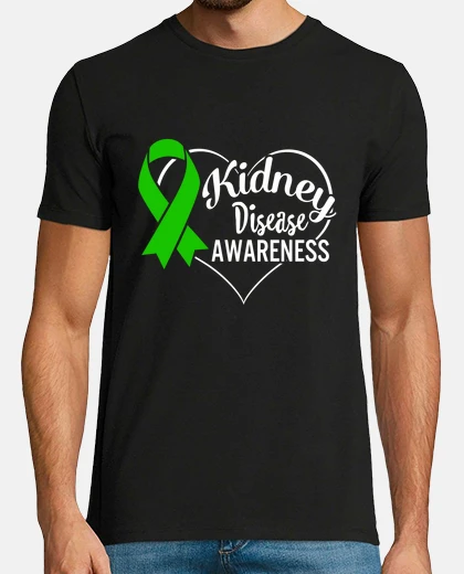 Camiseta camisa de conciencia de enfermedad renal cinta verde corazón guerrero papá mamá regalo de apoyo fami