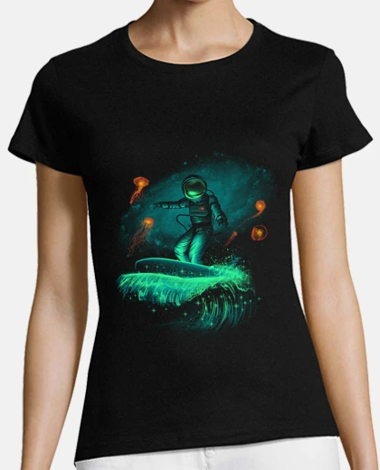 Playera camisa de surfista espacial para mujer