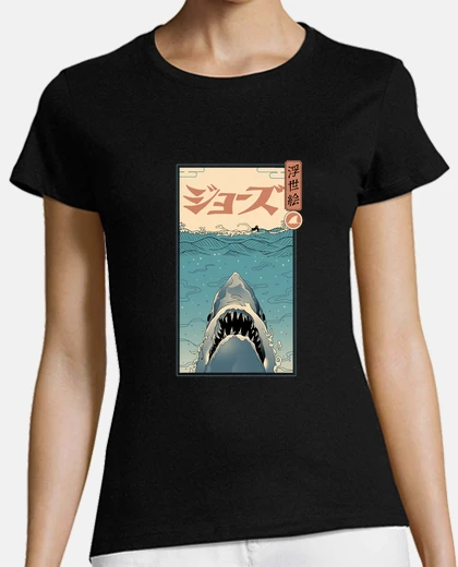 Playera camisa de tiburón ukiyo-e para mujer