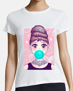 camisa de goma de mascar kawaii para mujer