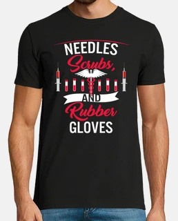 camisa flebotomista agujas exfoliantes y guantes de goma regalo divertido de flebotomía para mujeres
