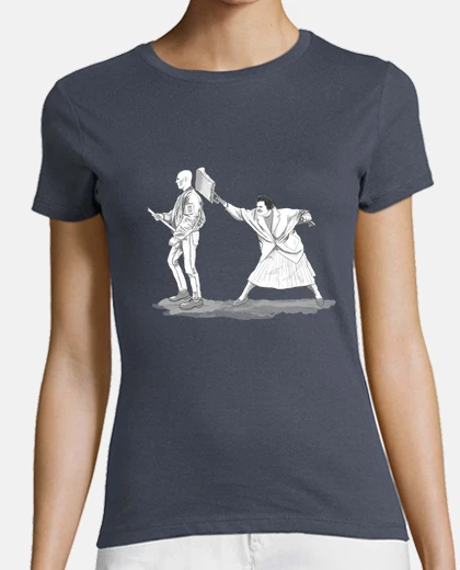 Playera Camiseta azulgris m - Señora antifa del bolso antinazi
