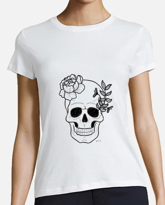 Camiseta calavera con flores mujer laTostadora