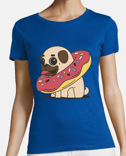 Playera Camiseta corte regular Perro Pug Carlino con flotador donut