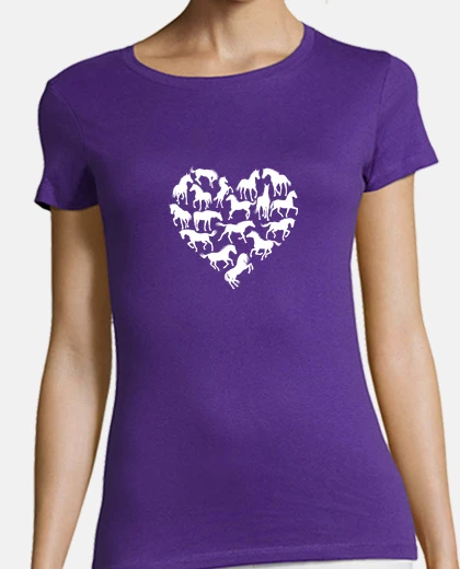 Playera camiseta de equitación de corazón de ca