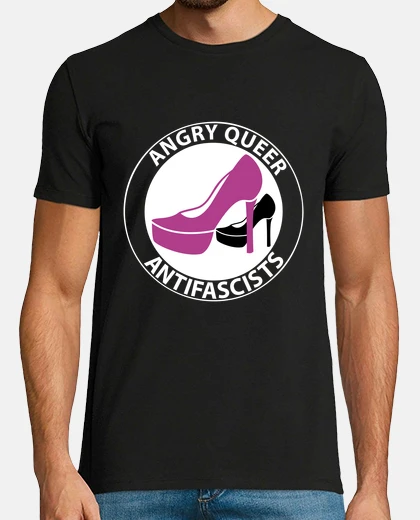 Playera camiseta de hombre - antifascistas queer enojados
