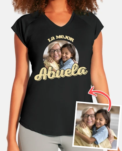camiseta deportiva la mejor abuela foto personalizable