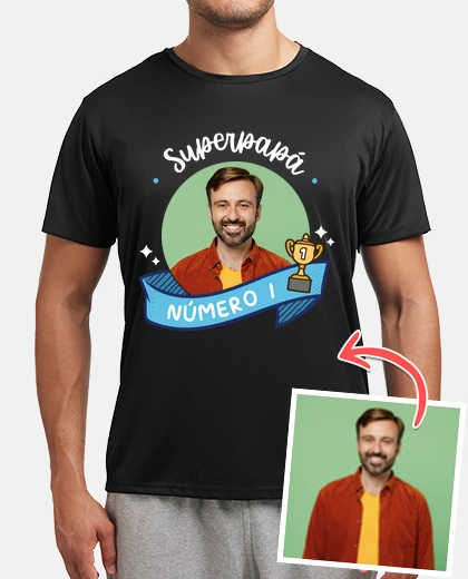 Camiseta camiseta deportiva superpapa numero 1 foto personalizable