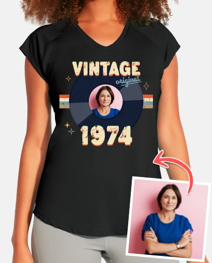 camiseta deportiva vintage 1974 foto personalizable