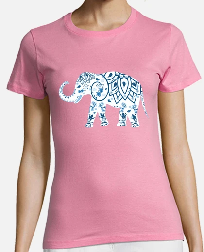 Camiseta elefantes elefante azul y blanco laTostadora