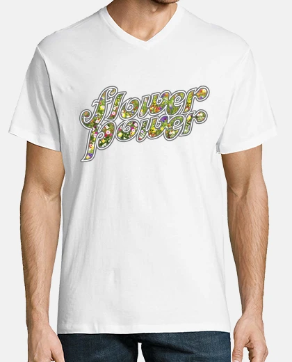Camiseta camiseta flower power para hombre con cuello en v