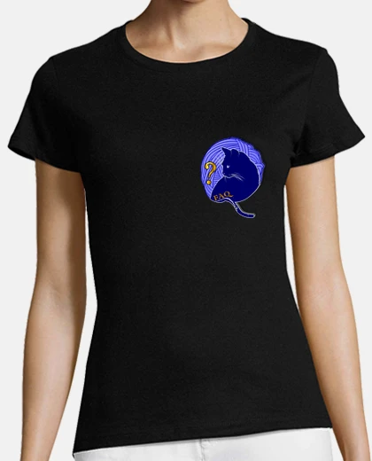 CAMISETA GATO AZUL LOGO WOMAN