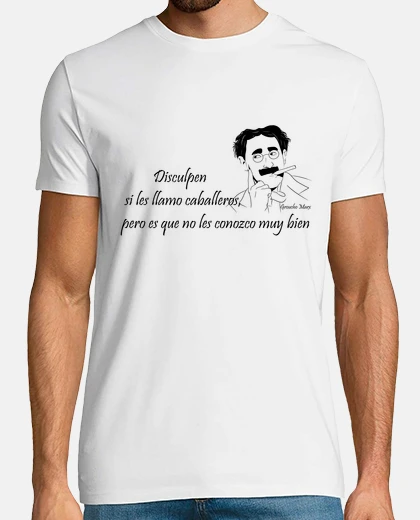 camiseta Groucho Marx Hombre, manga corta, blanco, calidad extra