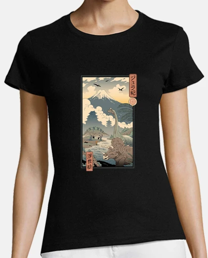 Playera camiseta jurassic ukiyo-e 1 mujer